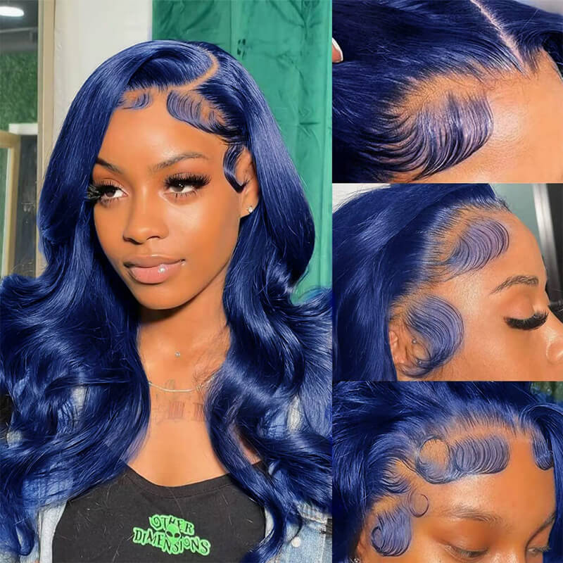 Flawless Blue Eullair Navy Blue Body Wave Straight Curly Human Hair Lace Front Wig | TikTok Saebunny Recommended | Perfect for Cosplay, Parties & Daily Wear