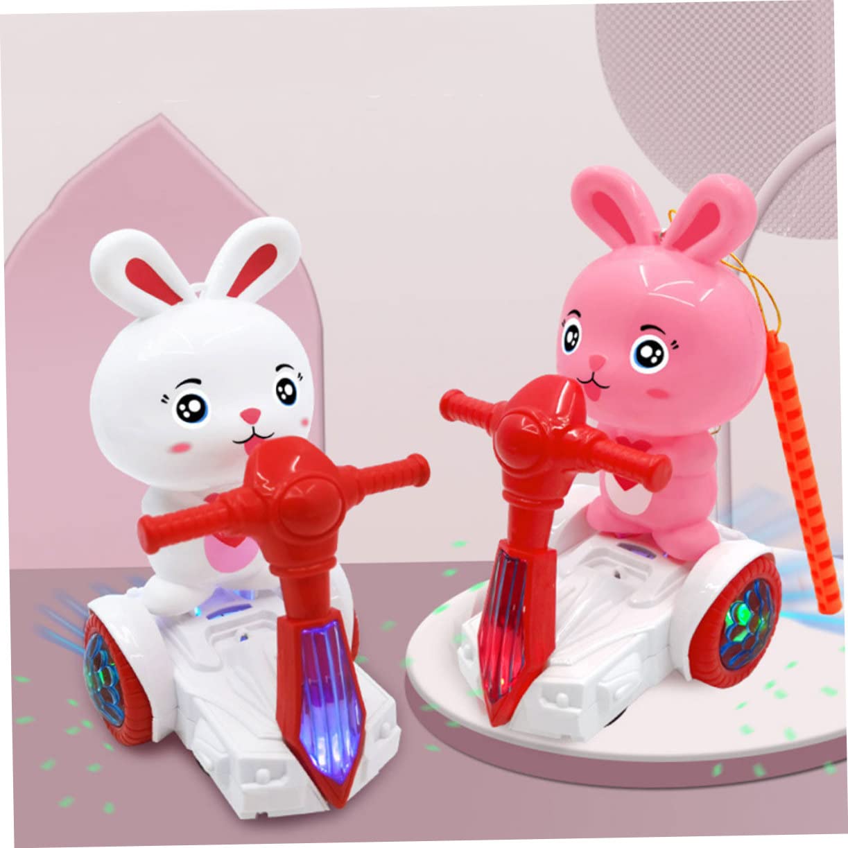 Wakauto 4pcs Rabbit Musical Toys - Interactive Bunny Plush Toys with Acousto-Optic Effects for Kids & Toddlers | Perfect for Easter Gifts, Birthday Presents & Early Learning Playtime
