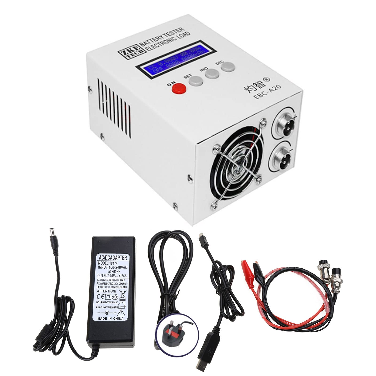 EBC-A20 30V 20A 85W Battery Capacity Tester for Lithium & Lead-Acid Batteries with 5A/20A Discharge & PC Software - Perfect for Car, Solar, and RV Battery Testing