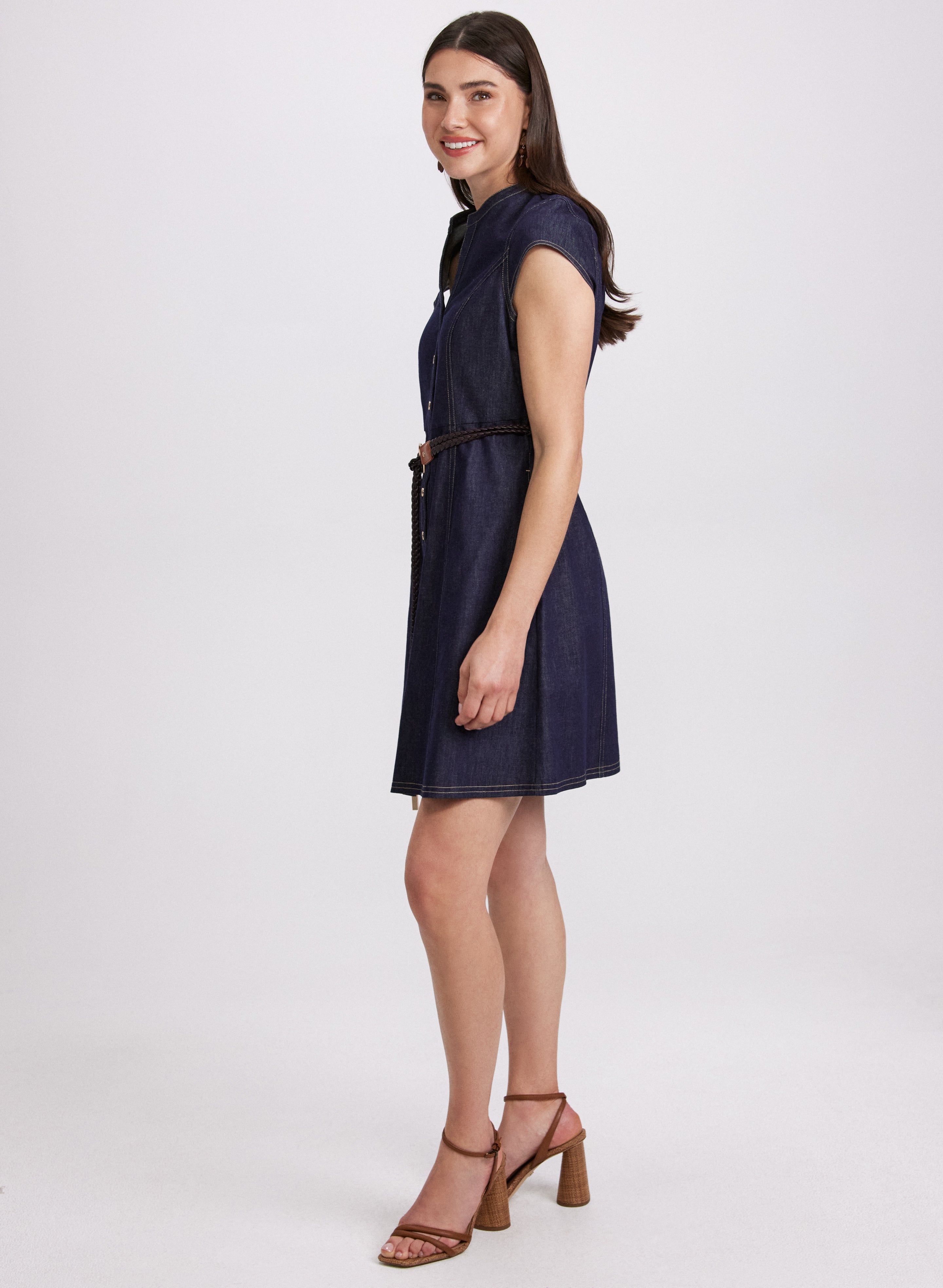 Stylish Women's Denim Button Down Dress - Casual & Comfortable Shirt Dress for Everyday Wear | Perfect for Work, Outings & Weekend Errands
