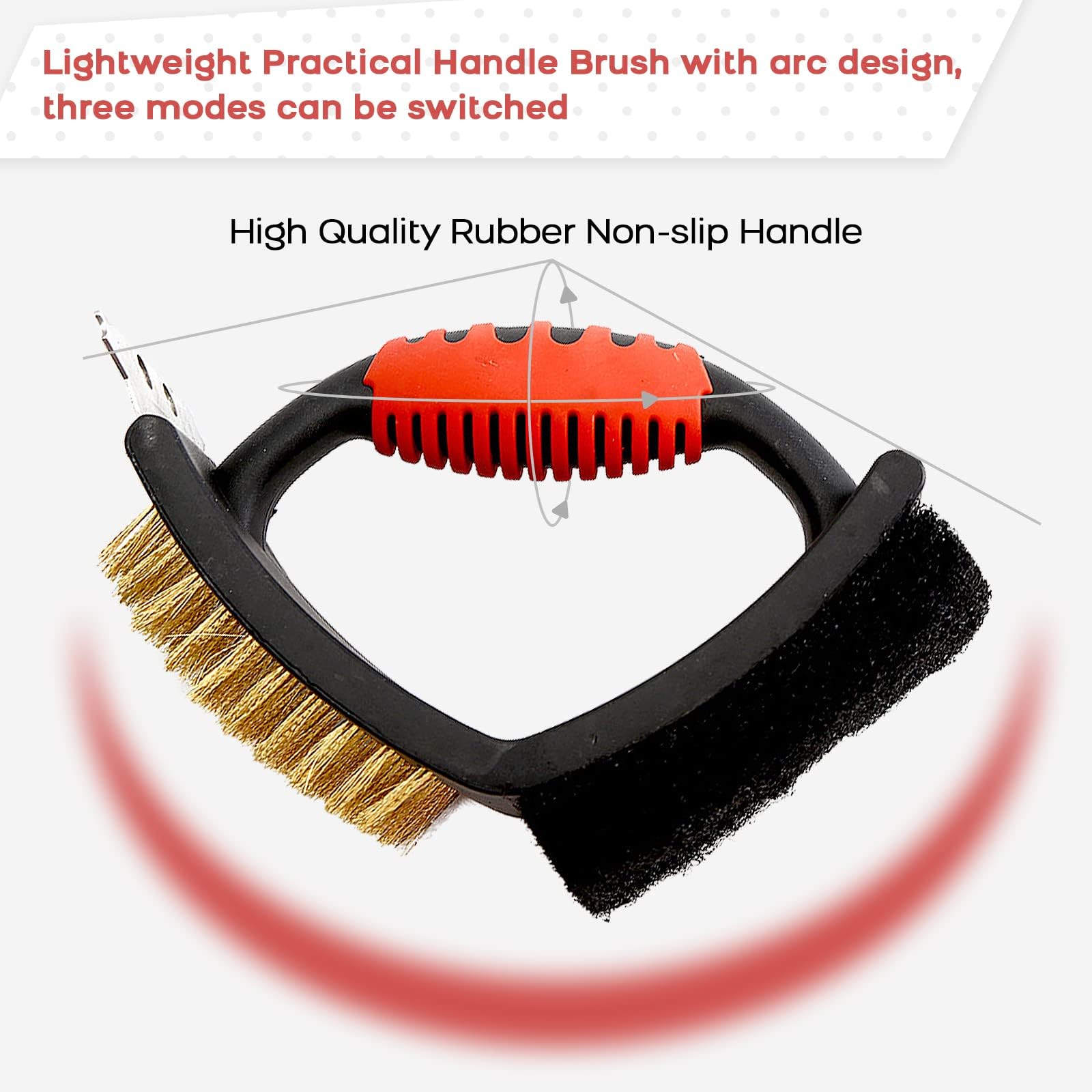 QBLEEV Stainless Steel Triangle Bird Cage Cleaner Brush Set - Multi-Function Copper Bristle, Lightweight & Durable - Includes Cleaning Brush (Red) - Perfect for Cleaning Bird Cages, Small Animal Habitats, and Pet Accessories