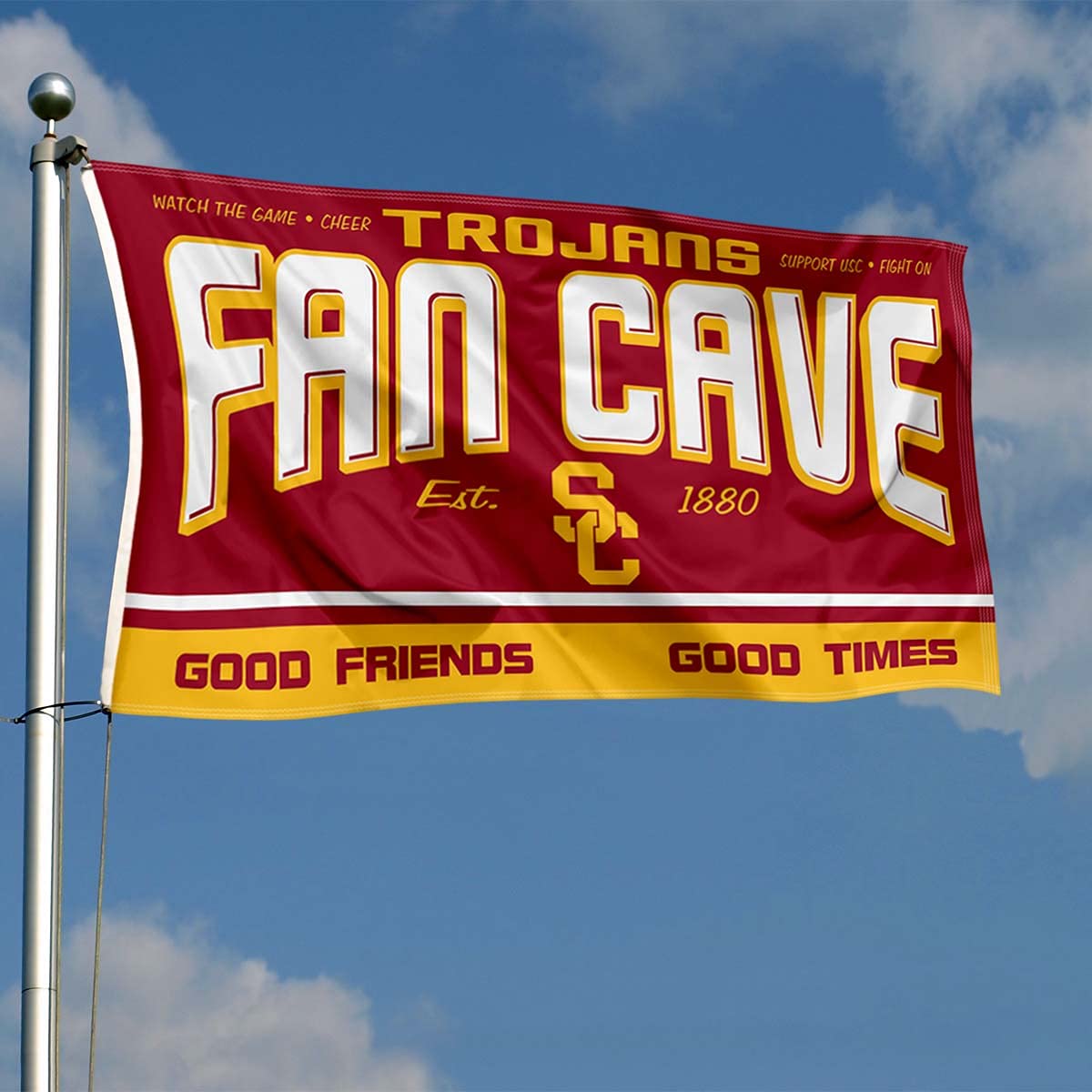 USC Trojans Fan Cave Banner Flag - College Football Game Day Decor for Man Cave, Tailgating & Sports Room - USC Trojans Team Spirit Wall Hanging