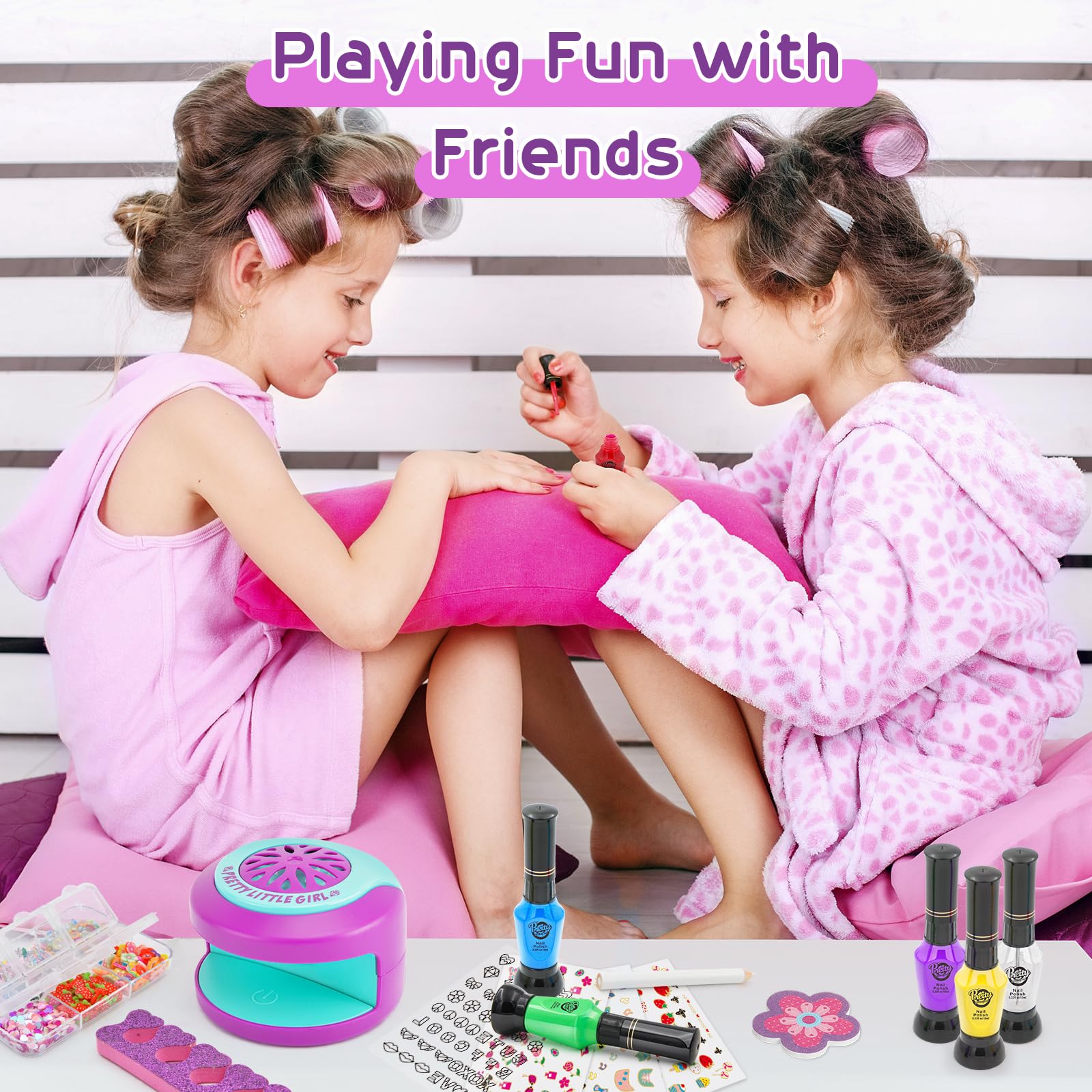 BATTOP Kids Nail Polish Set for Girls - Non-Toxic Water-Based Nail Art Kit with Nail Dryer, 3D Decorations & Stickers | Perfect Birthday Gift for Girls Ages 7-12 | Fun DIY Nail Design for Parties, Playdates & Creative Play