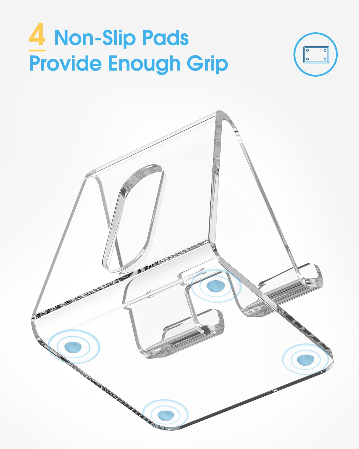 KTRIO 2 Pack Clear Acrylic Phone Stand Holder for Desk - Universal Smartphone Dock Compatible with iPhone 16/15/14/13 Pro Max 12/11 XR & All Phones - Perfect for Office, Home, Watching Videos & Hands-Free Calling