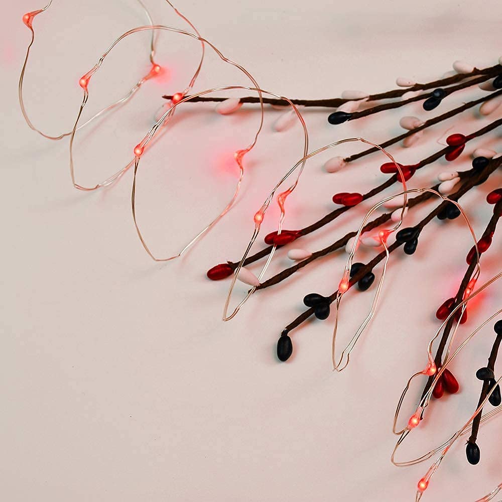 2 Pack Solar Powered Fairy String Lights Outdoor Waterproof - 8 Modes Twinkle Christmas Decorations - 33ft-100LED, 40ft-120LED, 66ft-200LED, 80ft-240LED (Red, 66ft) - Perfect for Garden, Patio, Wedding, Party & Holiday Decor