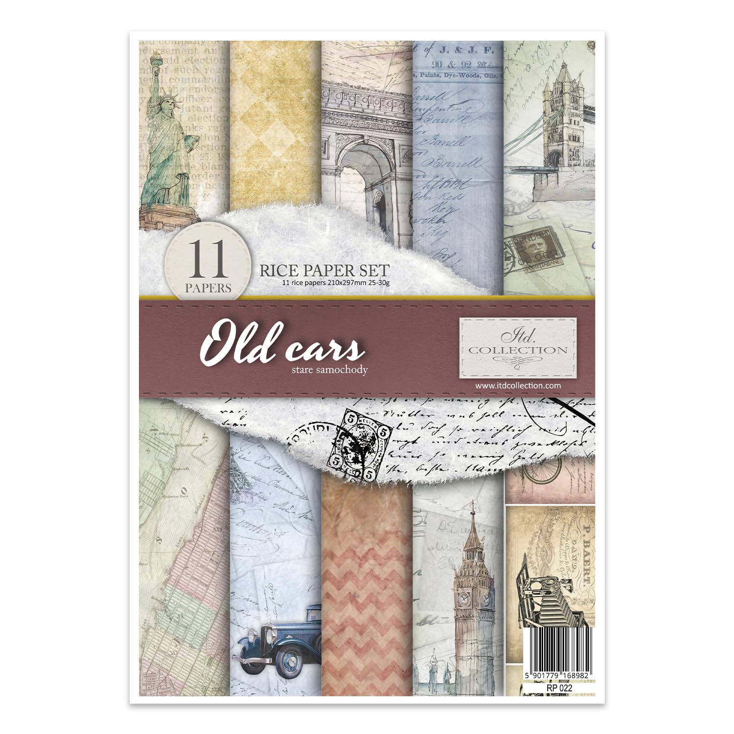 Vintage Car Design Rice Paper - 29.7 x 21 cm (11.7 x 8.3 inches) for Scrapbooking, Art Projects & Calligraphy Practice