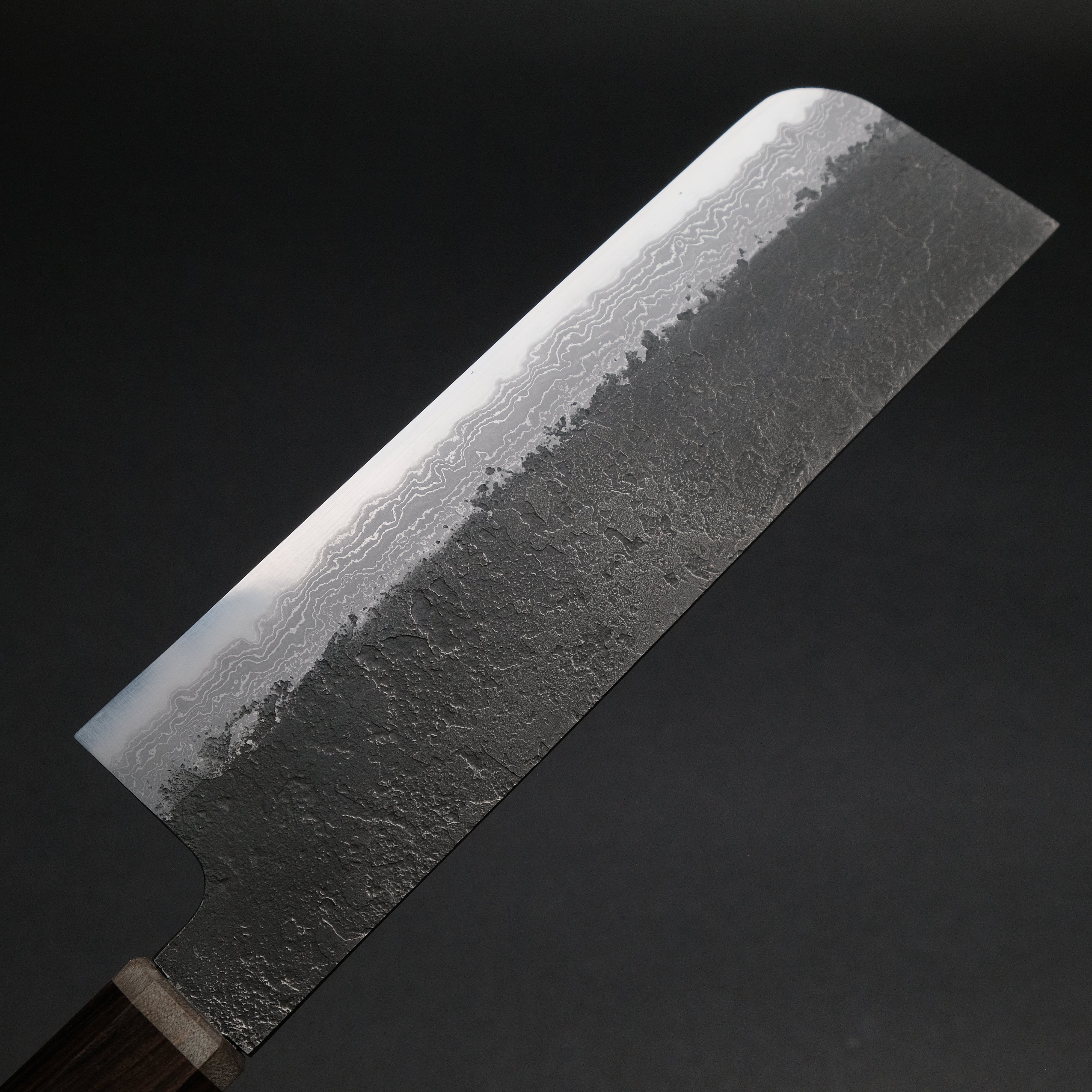 Premium Ajikataya White #2 Nashiji Damascus Nakiri Knife 180mm - Ebony & Stabilized Wood Handle (#53) - Japanese Kitchen Knife for Professional Chefs & Home Cooking, Perfect for Slicing Vegetables, Herbs & Boneless Meats