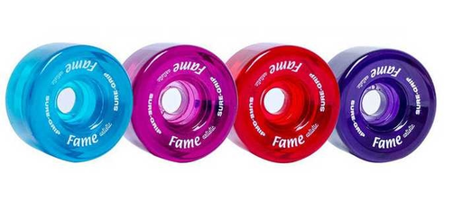 Sure Grip 57mm Fame Quad Roller Skate Wheels - 8 Pack Clear Wheels for Indoor/Outdoor Skating, Rinks, Derby & Artistic Roller Skating