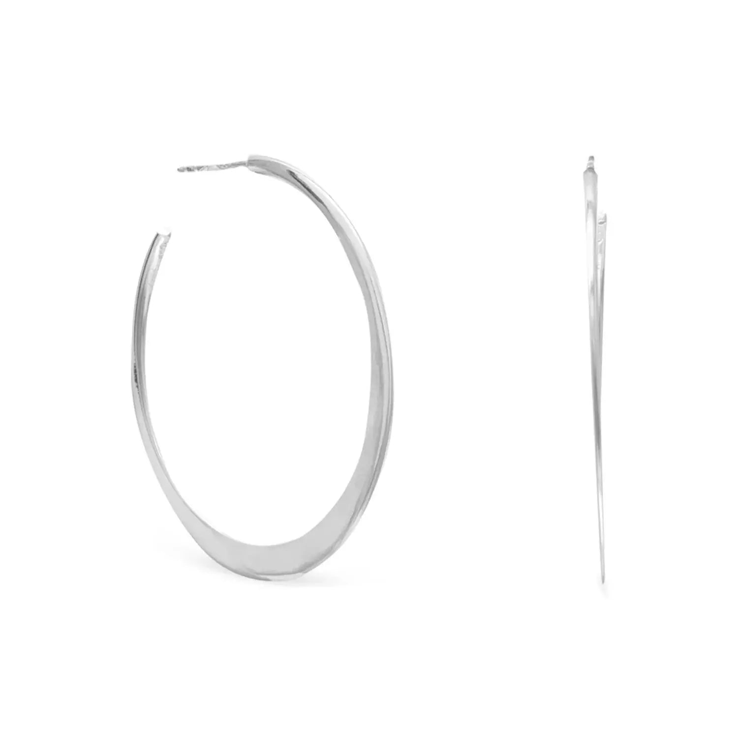 925 Sterling Silver Flat Tapered 3/4 Hoop Earrings for Women - Minimalist Everyday Jewelry for Work, Date Night & Special Occasions