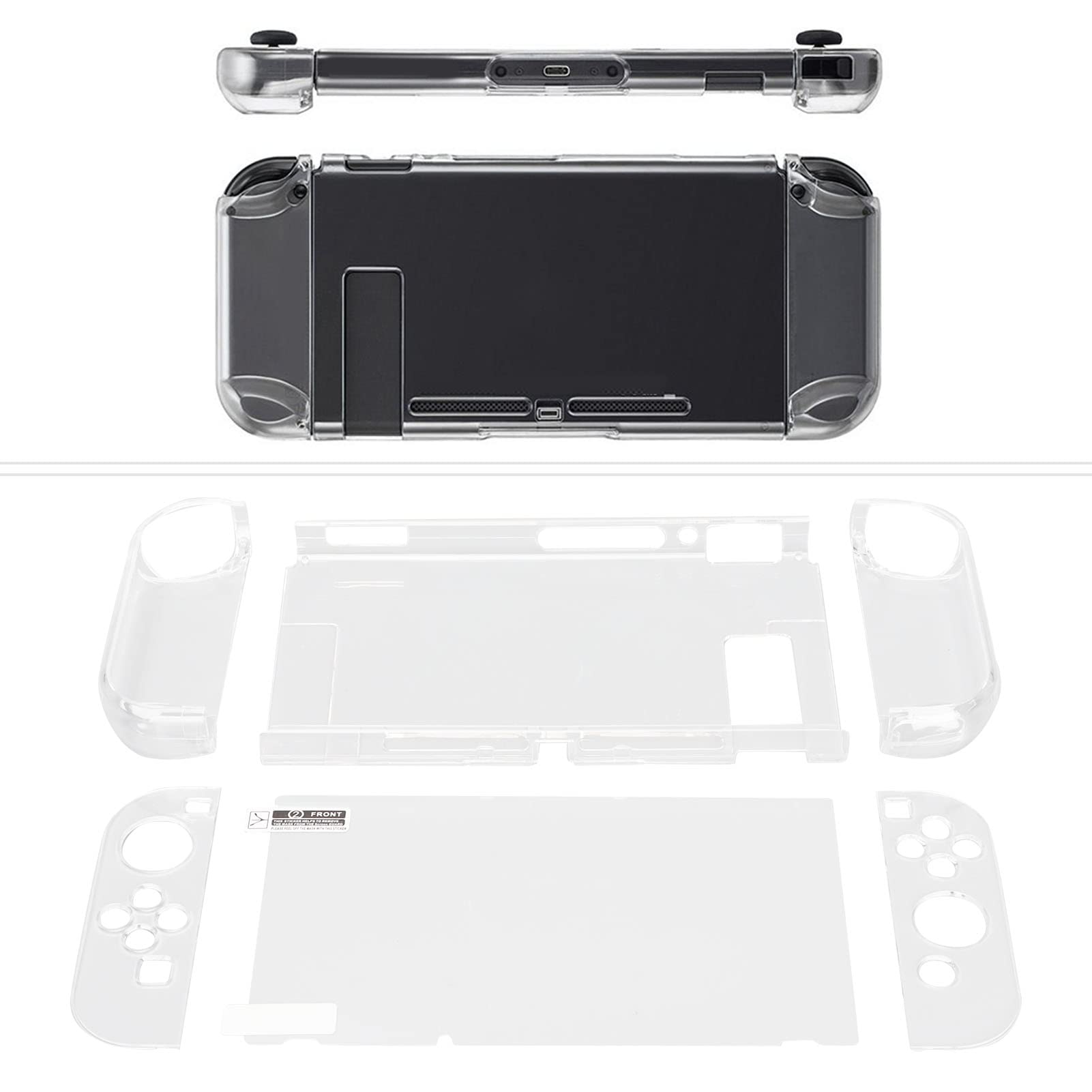 Tangxi Transparent Thin Protective Cover for Nintendo Switch Console - Dockable Gamepad Shell Case for Switch Controller | Perfect for Gaming, Travel & Home Entertainment