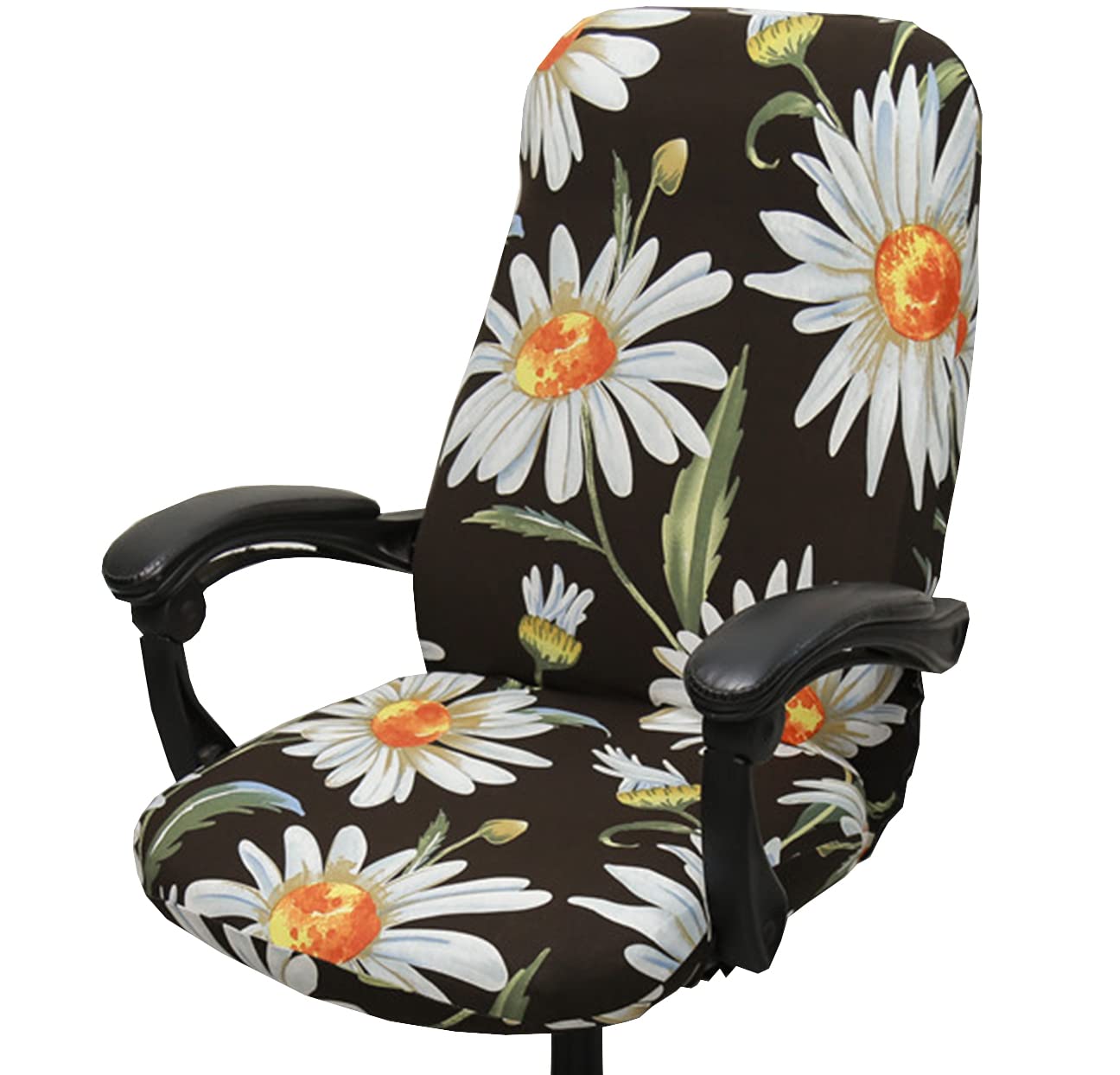 XNN Stretchable Computer Office Chair Cover - Breathable Protective Slipcover for Home & Office Use (Black) - Perfect for Desks, Gaming, and Workspaces