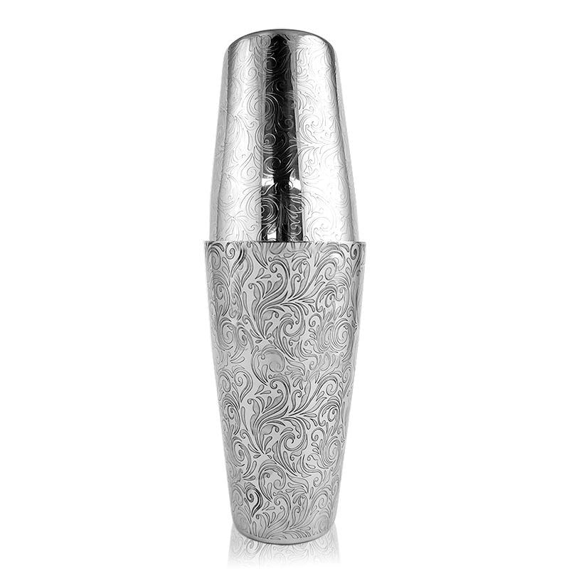 BarConic® Professional Stainless Steel Cocktail Shaker Set - 28oz & 18oz Etched Mixing Tins - Perfect for Bartenders, Home Bars & Cocktail Parties