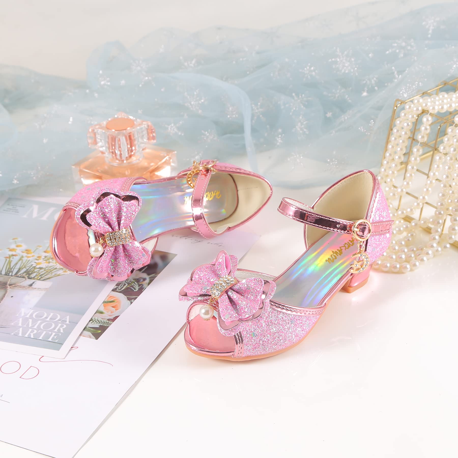 Sparkly Girls Mary Jane Shoes for Weddings & Parties - Princess Flower Strap Dress Shoes for Special Occasions | Perfect for Flower Girls, Pageants & Formal Events