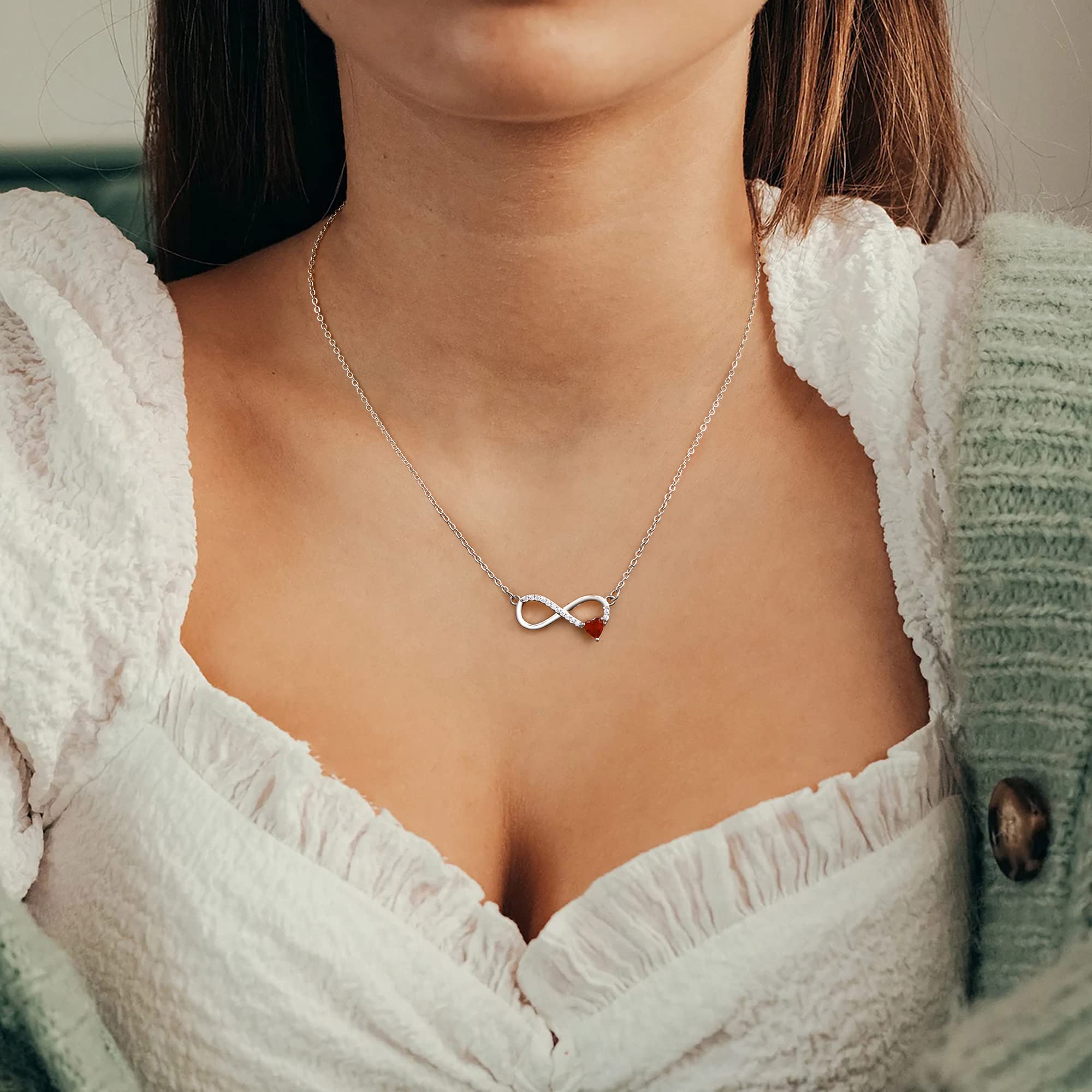GLIVEOR 14k White Gold Plated Birthstone Necklace - Dainty Jewelry for Women | Perfect Anniversary & Birthday Gift | Elegant Everyday Wear & Special Occasions