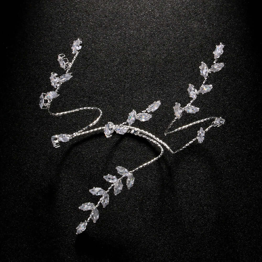 Elegant Marquise Leaf Hand Cuff Bracelet - WJ704 | Vintage Style Jewelry for Women, Perfect for Parties, Weddings & Special Occasions