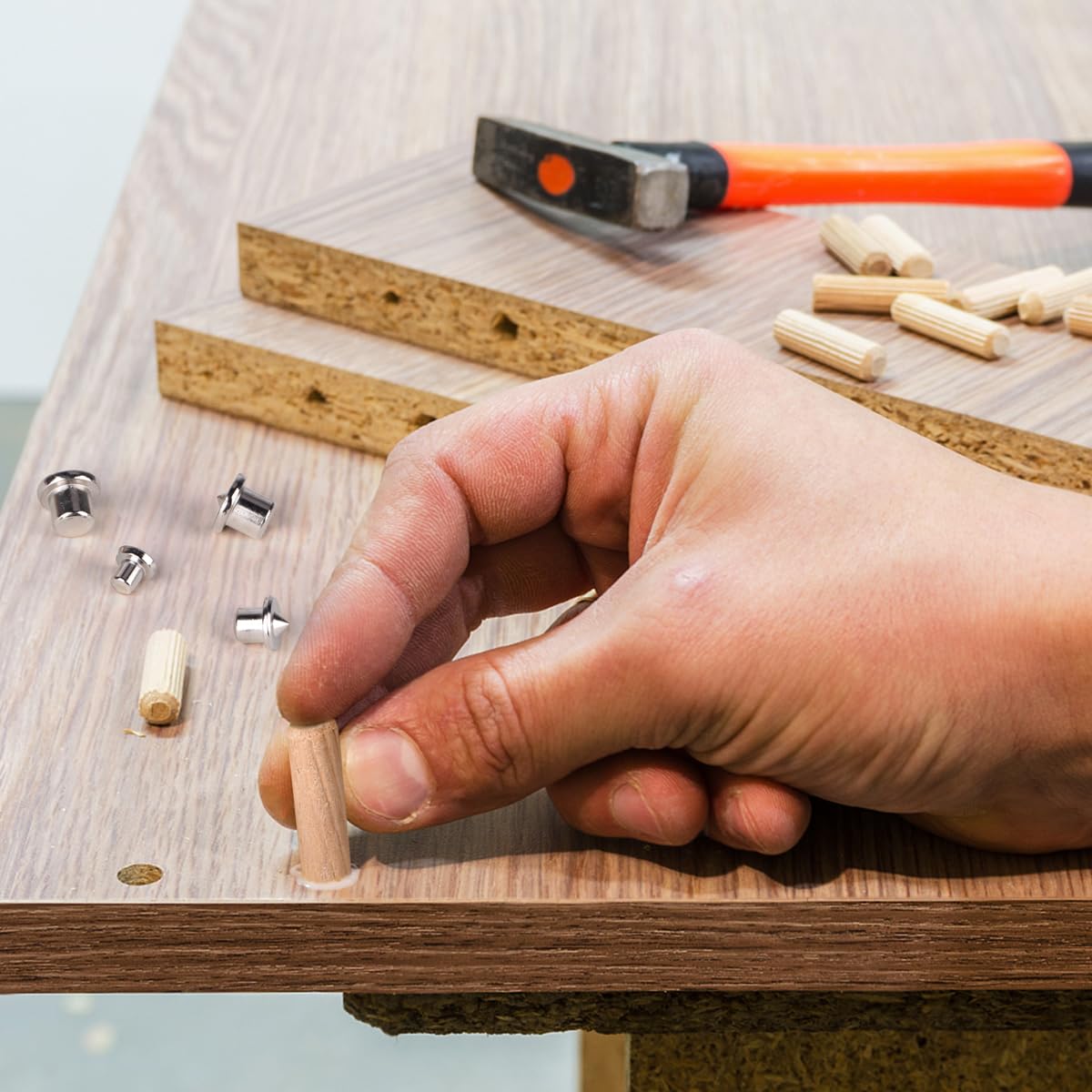 99-Piece Woodworking Dowel Pin Set - 24 Dowel Centering Pins (6/8/10/12mm) & 75 Wood Dowel Pins (6/8/10mm) - Premium Dowel and Tenon Center Transfer Plugs for Furniture Making, Cabinetry & DIY Wood Joinery Projects