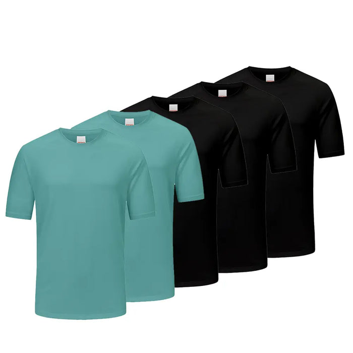 5 Pack Men's Short Sleeve Summer T-Shirts - Comfortable Cotton Crew Neck Tees for Casual Wear, Gym & Outdoor Activities