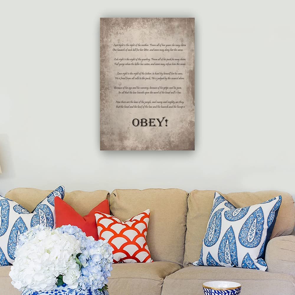 Jungle Law Quotes Wall Art - Framed Canvas Print (24x36 Inches) for Bedroom, Living Room & Office Decor | Motivational Poster, Oil Painting Style Home Decoration | Perfect Gift for Nature Lovers
