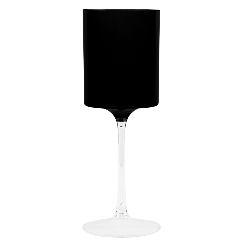 Premium 14 Oz Two-Tone Black & Clear Plastic Wine Goblets - Set of 5 - Shatterproof Cups for Outdoor Parties, Weddings, and Picnics
