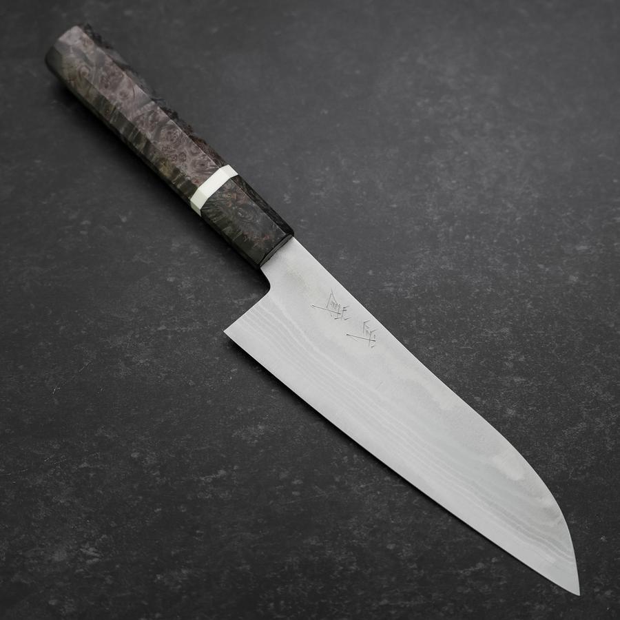 Premium Santoku Knife 180mm - VG-10 Damascus Steel Blade with Maple Wood Handle - Perfect for Slicing, Dicing & Chopping Vegetables, Meat & Fish - Japanese Kitchen Knife for Home Chefs & Cooking Enthusiasts