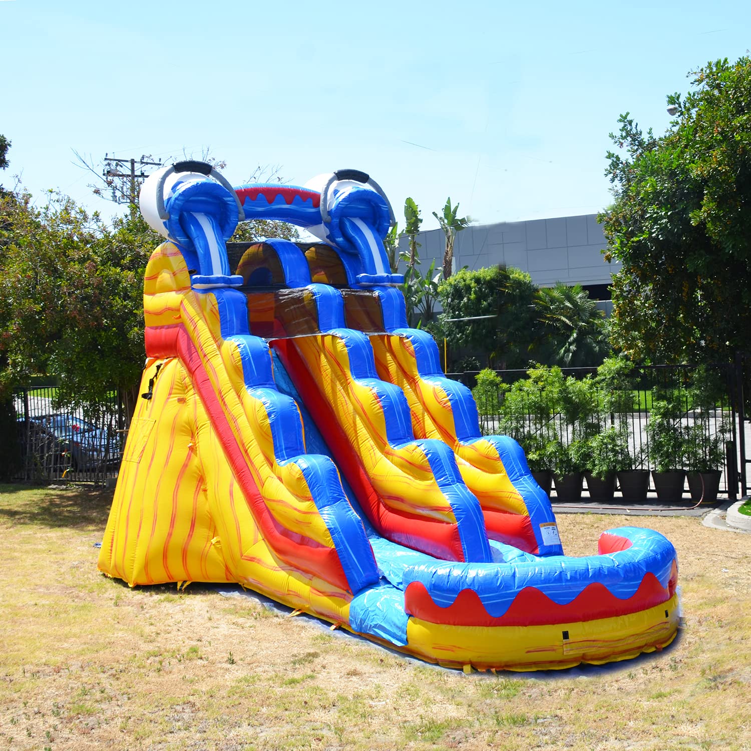 JumpOrange 17' Tall Commercial Grade Inflatable Water Slide with Splash Pool - Heavy Duty Backyard Water Park for Kids & Adults - Outdoor/Indoor Summer Fun Wet Dry Combo (Includes Blower) - Perfect for Birthday Parties, Family Gatherings & Backyard Events