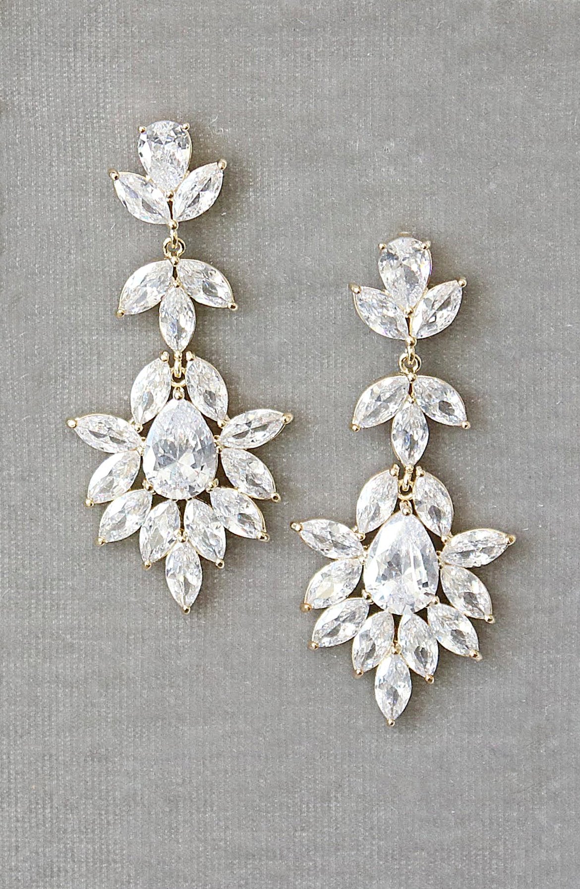 INES Simulated Diamond Statement Drop Earrings for Women - Elegant Cubic Zirconia Dangle Earrings for Wedding, Party & Evening Wear