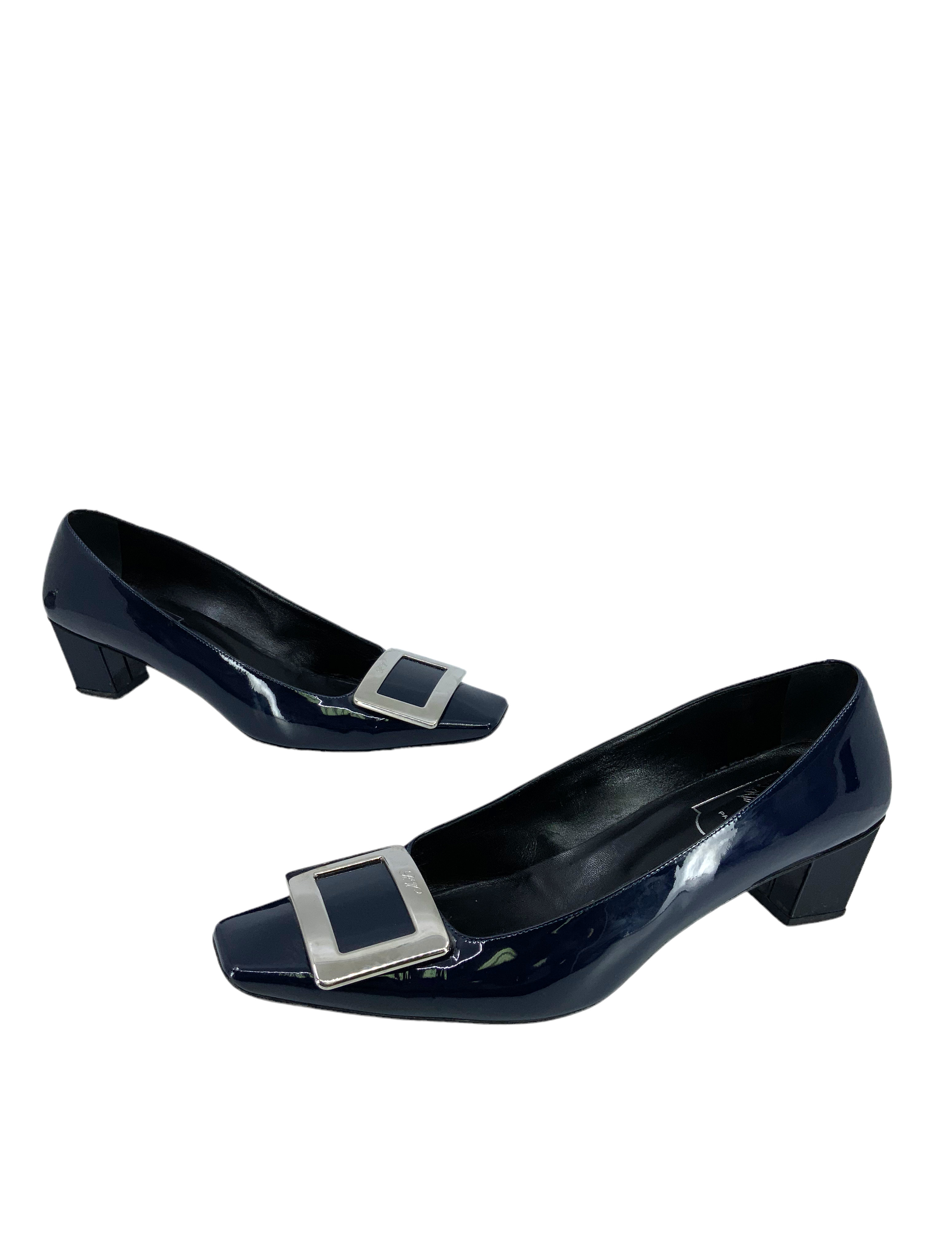 Roger Vivier Belle Vivier Metal Buckle Pumps Women's Size 8.5 | Luxury High Heel Shoes for Wedding, Party & Evening Events