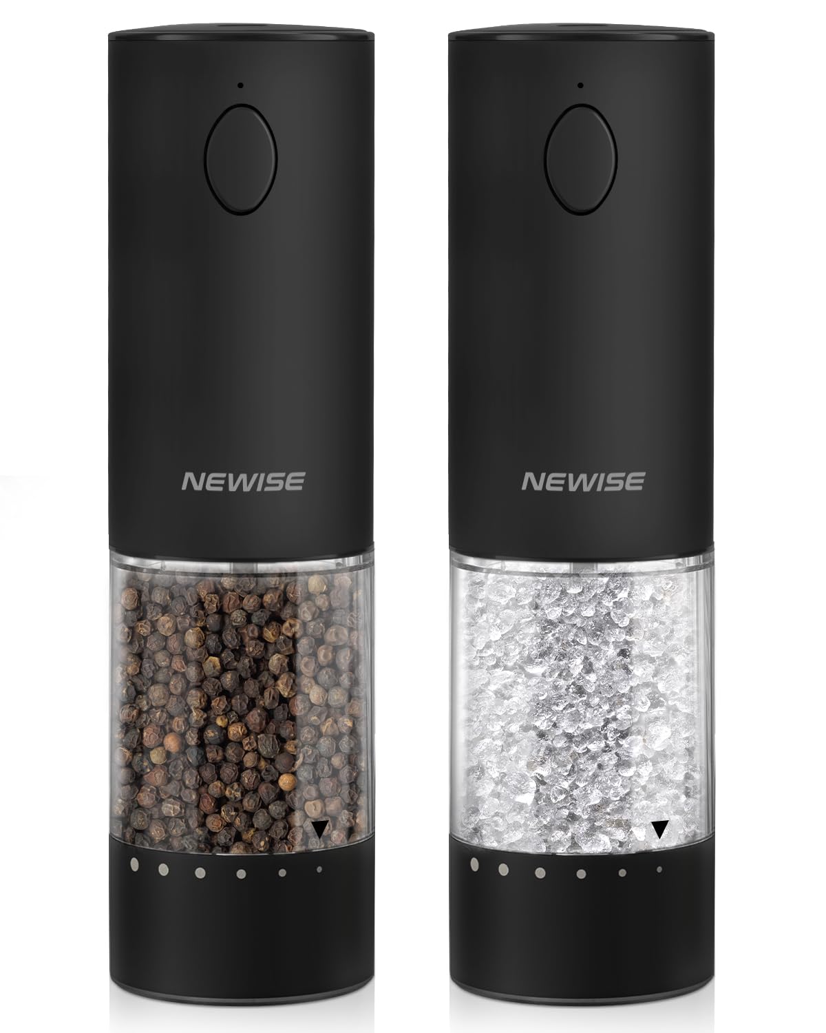 Rechargeable Electric Salt and Pepper Grinder Set - Automatic Kitchen Spice Mill with 6 Adjustable Coarseness & LED Light - Refillable Shakers for Home Cooking, Perfect Housewarming Gift (2 Pack, Black) - Ideal for Gourmet Cooking, Dinner Parties, and Everyday Kitchen Use