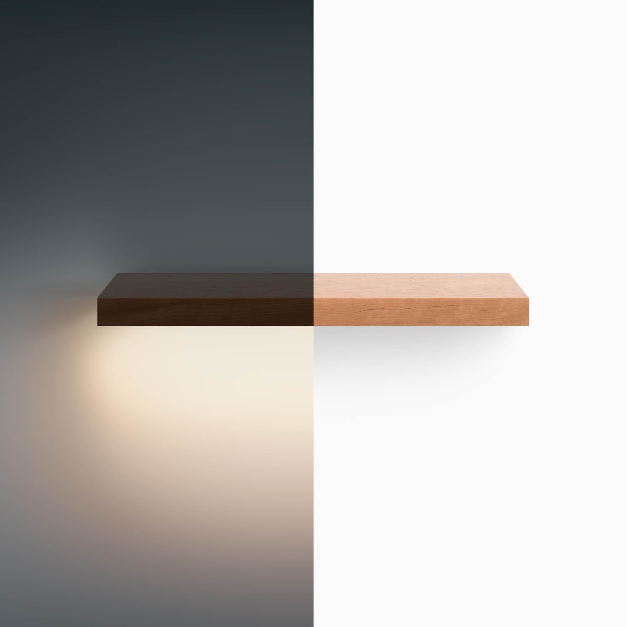 Aksel LED Cherry Floating Shelf - Modern Wood Wall Shelf with Built-in Lights for Living Room, Bedroom, or Kitchen Decor