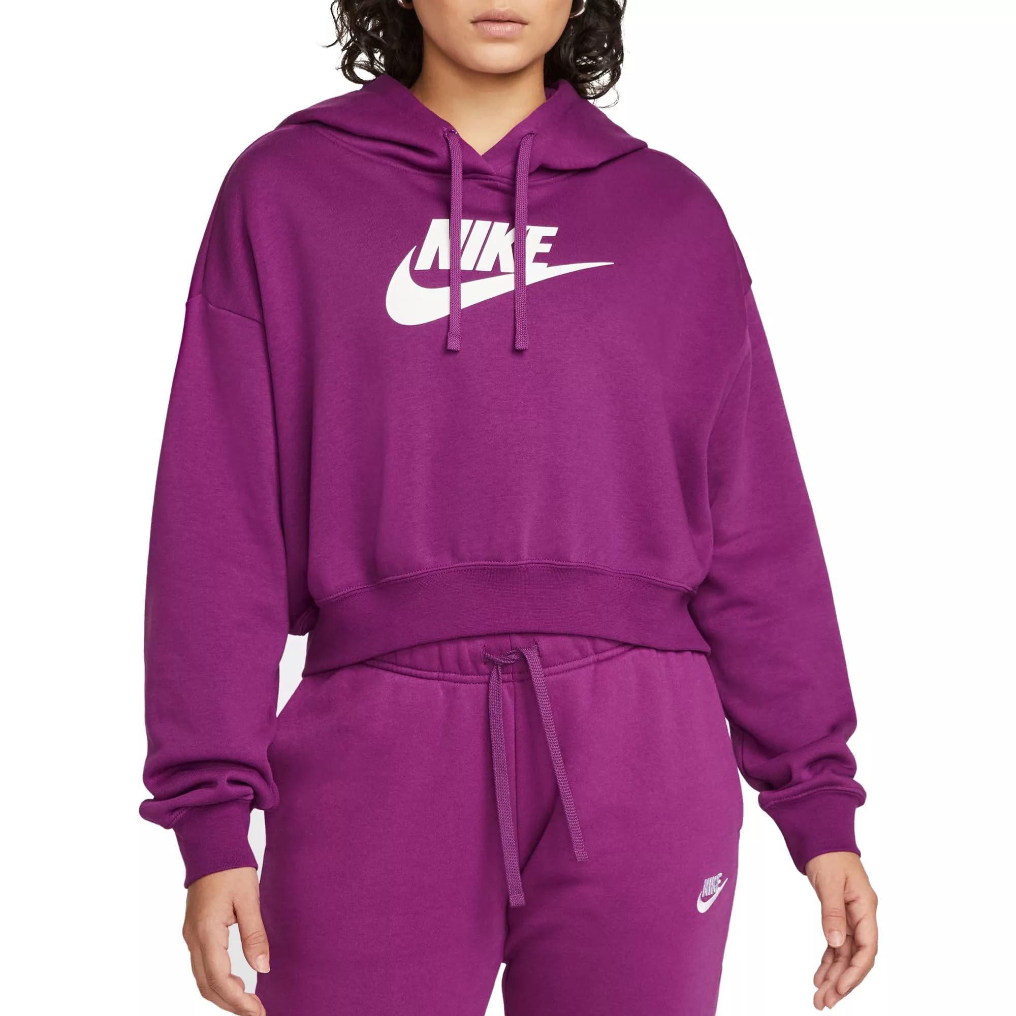Nike Sportswear Club Fleece Women's Oversized Crop Graphic Hoodie - Comfortable Pullover Sweatshirt for Casual Wear, Gym & Street Style