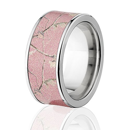 Realtree Pink Camouflage Titanium Rings for Women - Durable Camo Wedding Bands & Fashion Jewelry - Perfect for Outdoor Adventures, Hunting Gifts & Everyday Wear