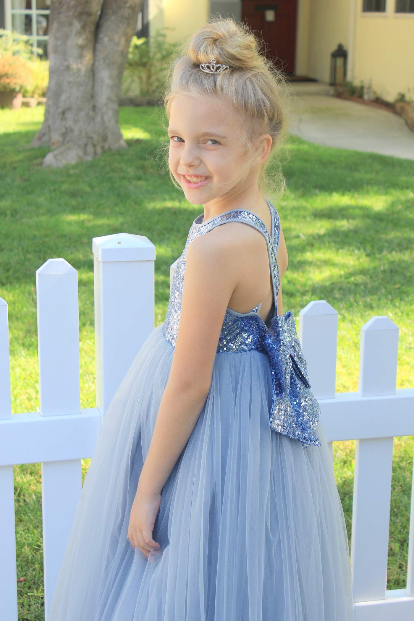 ekidsbridal Crossed Straps A-Line Toddler Flower Girl Dresses for Weddings & Pageants - Soft Tulle Princess Gown for Special Occasions, Birthday Parties & Photoshoots