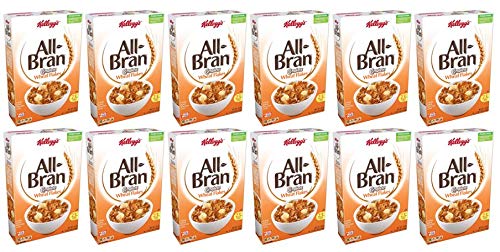 Kellogg's All-Bran Complete Wheat Flakes - High Fiber Breakfast Cereal, 18oz Box (2 Count) Pack of 6 | Healthy Morning Meal & Snack for Weight Management