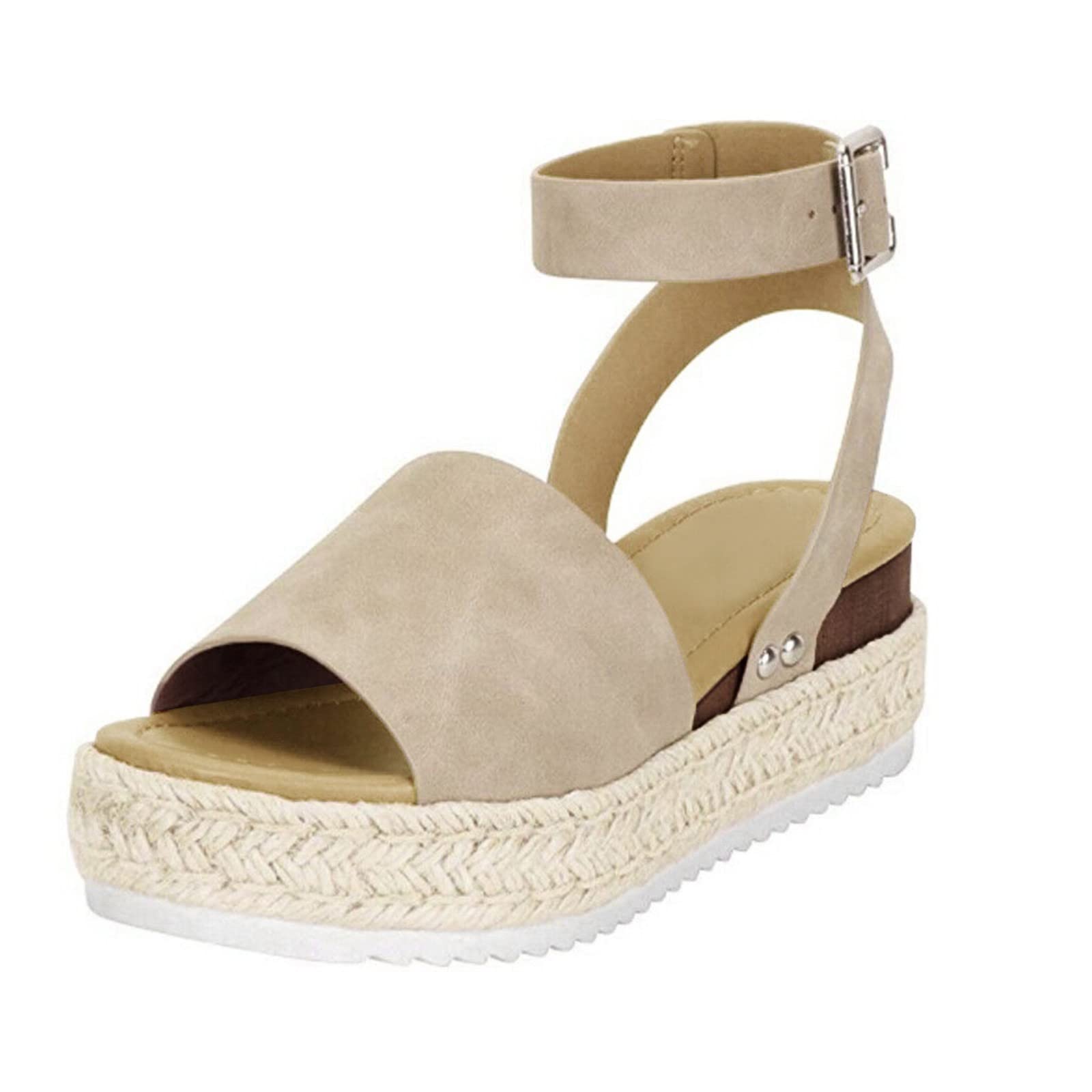 Women's Casual Buckle Strap Roman Wedge Sandals - Open Toe Platform Beach Sandals for Summer Walking, Travel & Outdoor Activities