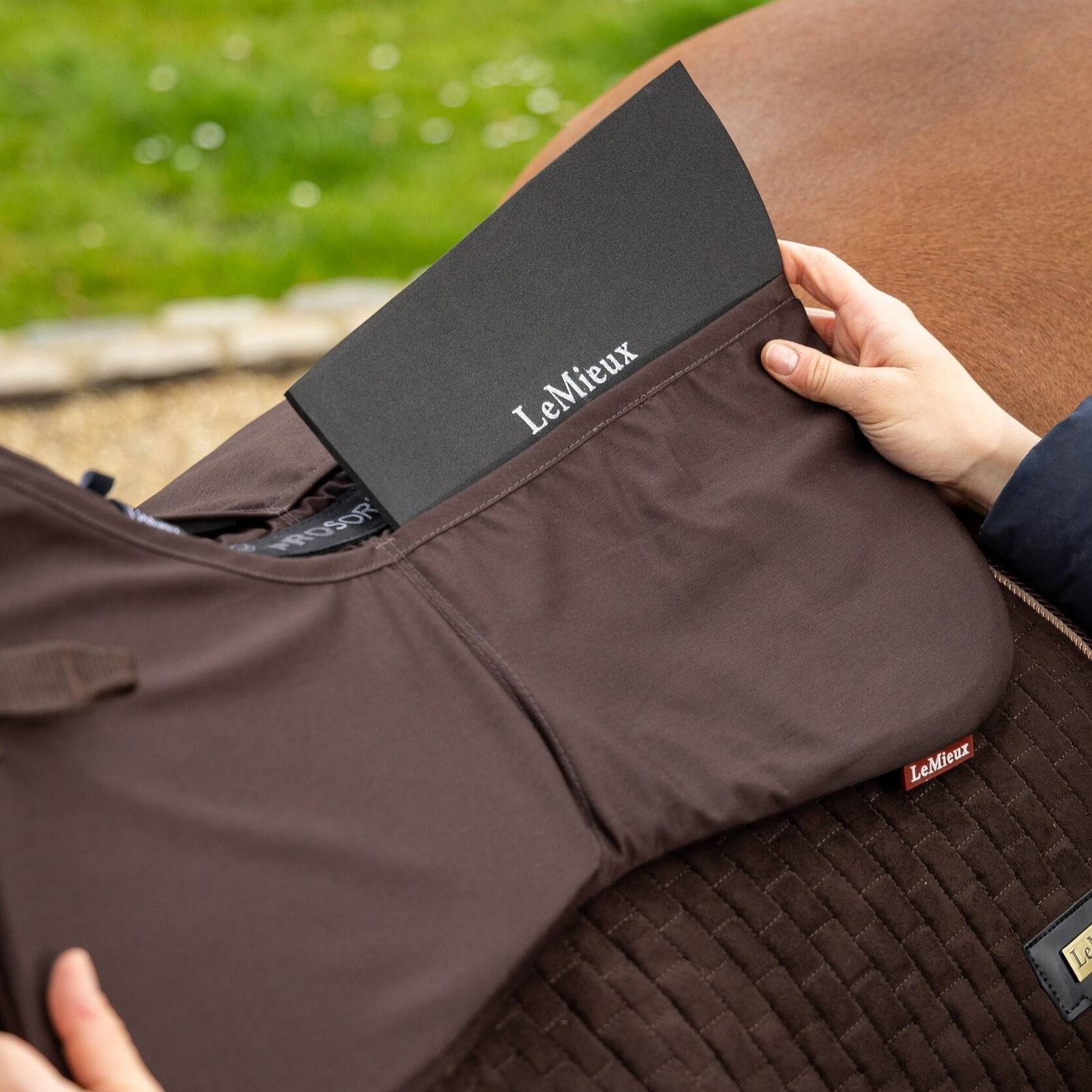 LeMieux ProSorb Plain 2 Pocket Half Pad - Breathable Horse Saddle Pad for Riding & Training - Perfect for Dressage, Jumping & Trail Riding