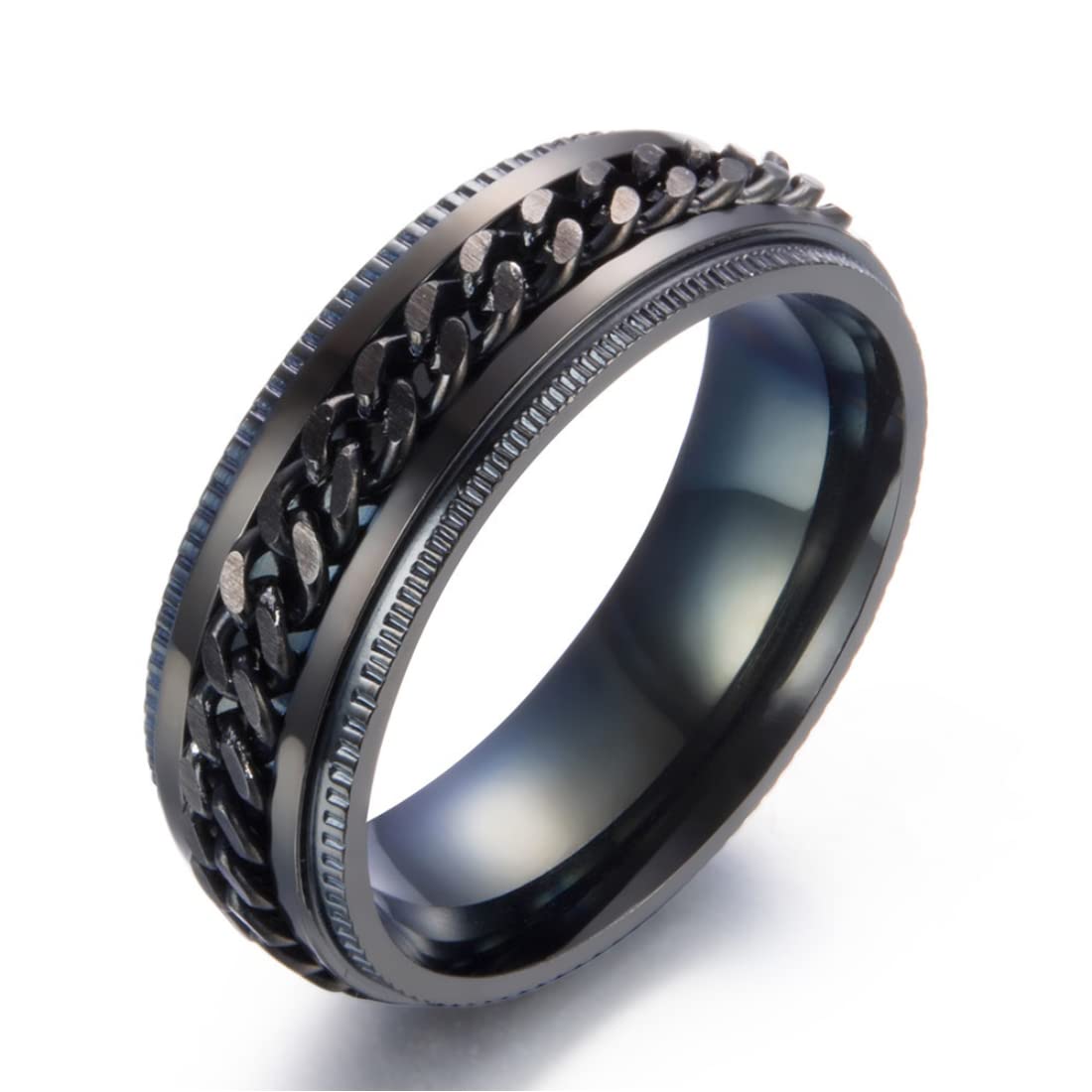 Yellow Stainless Steel Chime Rings for Men & Boys | Durable Black Chain Rings | Anniversary & Birthday Gift for Husband | Perfect for Casual Wear, Parties & Special Occasions