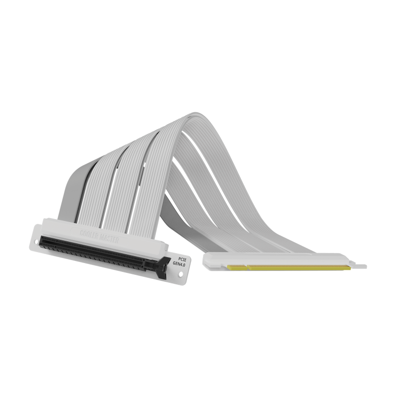 Cooler Master MCA U000C WPCI40 300mm PCIe 4.0 Riser Cable - White | High-Speed Vertical GPU Mounting Solution for Gaming PC & Workstation Builds