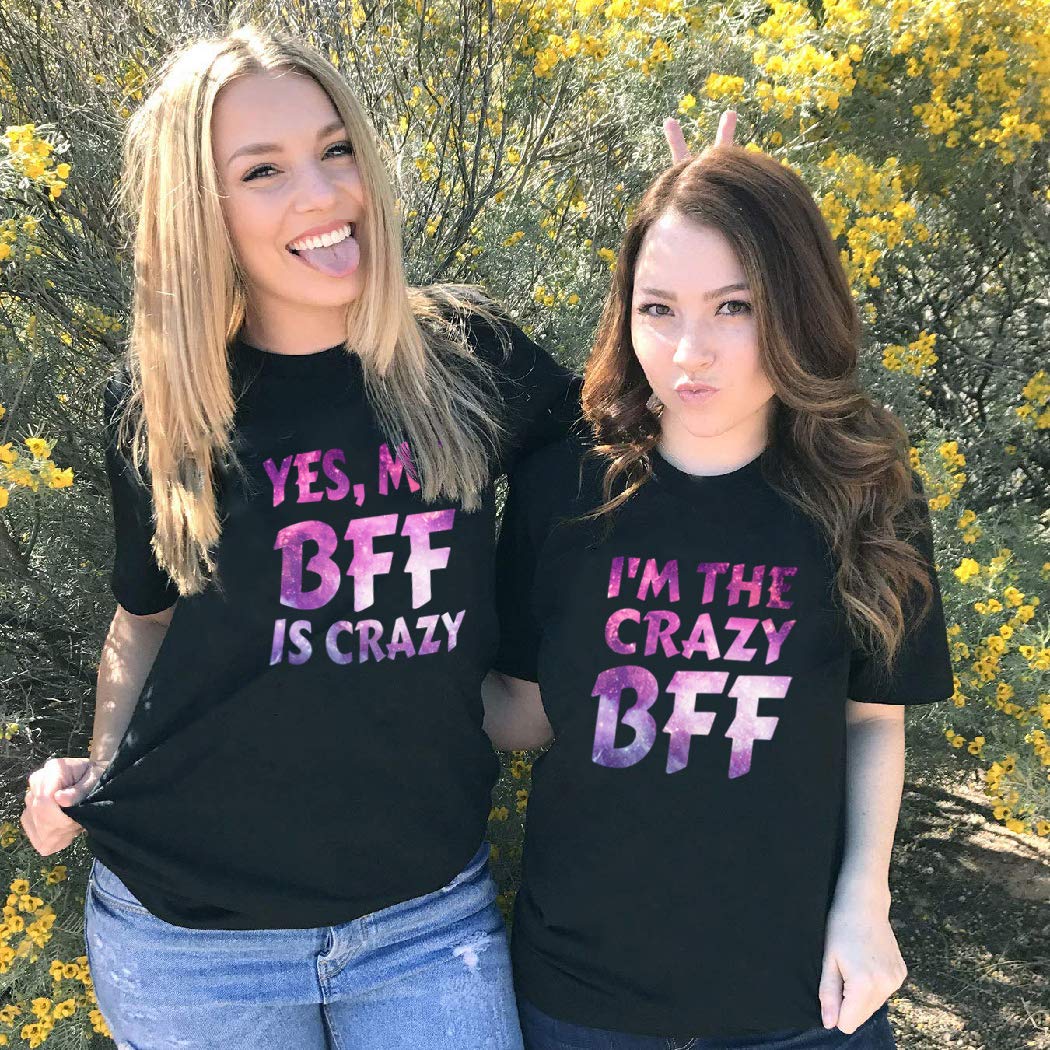 Best Friend Matching T-Shirts for Women - Soul Couple BFF Shirts for Sisters & Teen Girls - Fun Crazy Friendship Gifts for Birthdays, Parties & Special Occasions