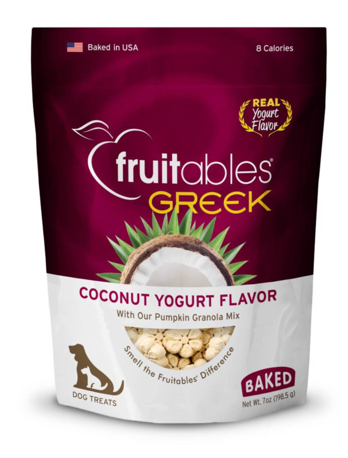Fruitables Greek Coconut Yogurt Crunchy Dog Treats - Healthy Natural Snacks for Small & Large Dogs - Perfect for Training, Rewards & Dental Care