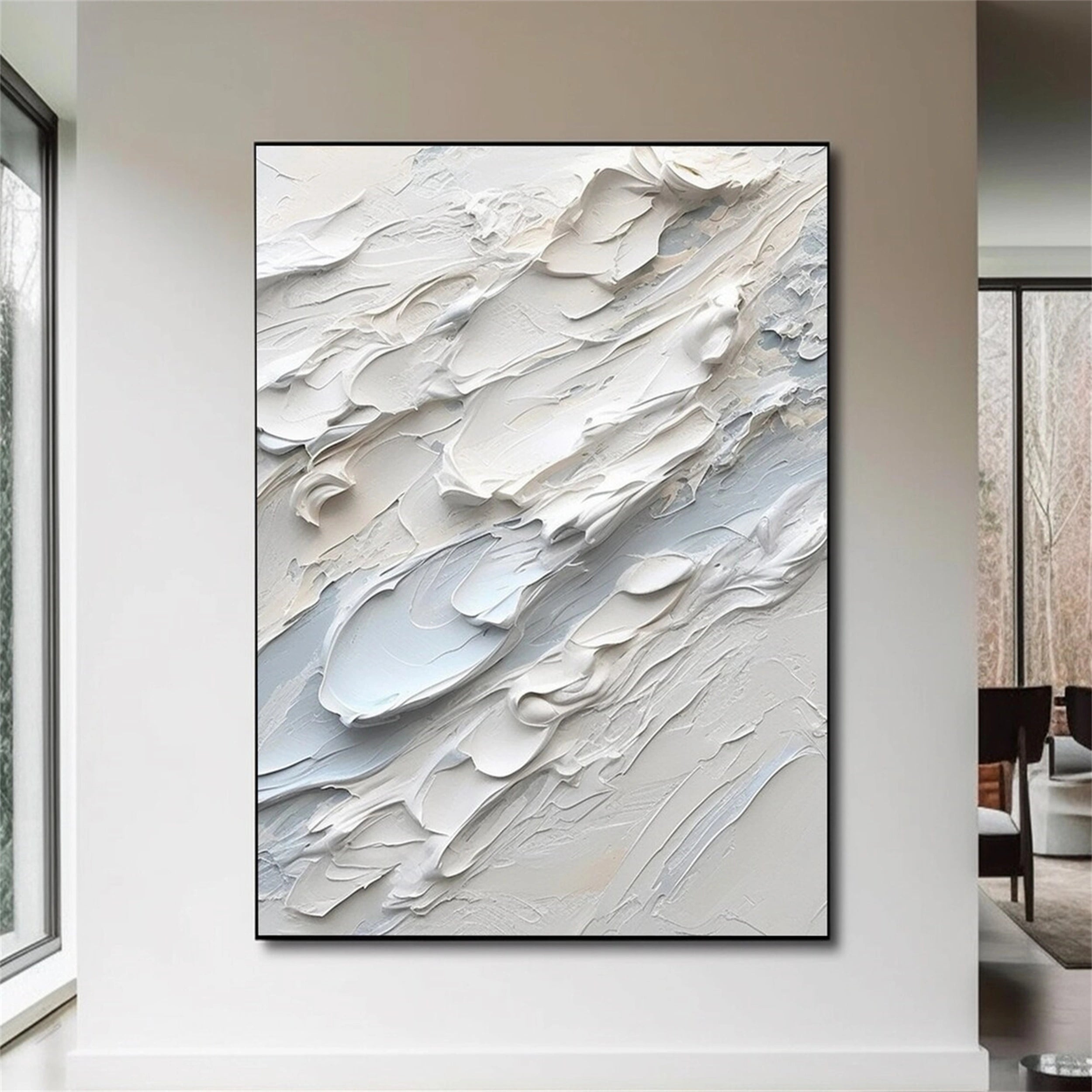 White Minimalist Textured Painting Canvas - Premium Artist Canvas for Oil & Acrylic Painting - Perfect for Home Decor & Art Studios | #MM153