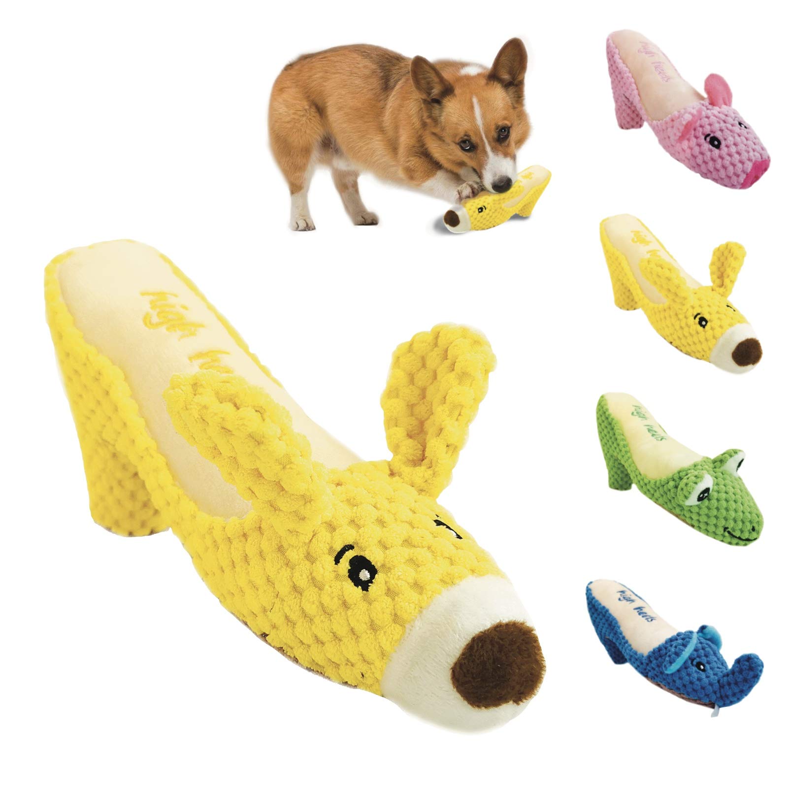 Durable Plush Dog Toys with Squeaker - Interactive Chew Toys for Small, Medium & Large Dogs - Teeth Cleaning & Stress Relief - Perfect for Indoor Play, Training & Cuddling (Yellow)