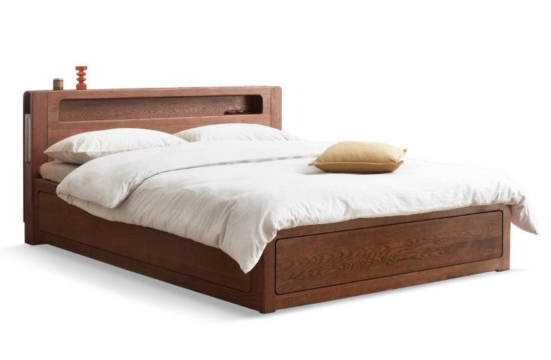 Premium Oak Solid Wood Luminous Box Bed - Durable Nightstand with Glow-in-the-Dark Features for Bedroom, Guest Room, and Kids Room Decor