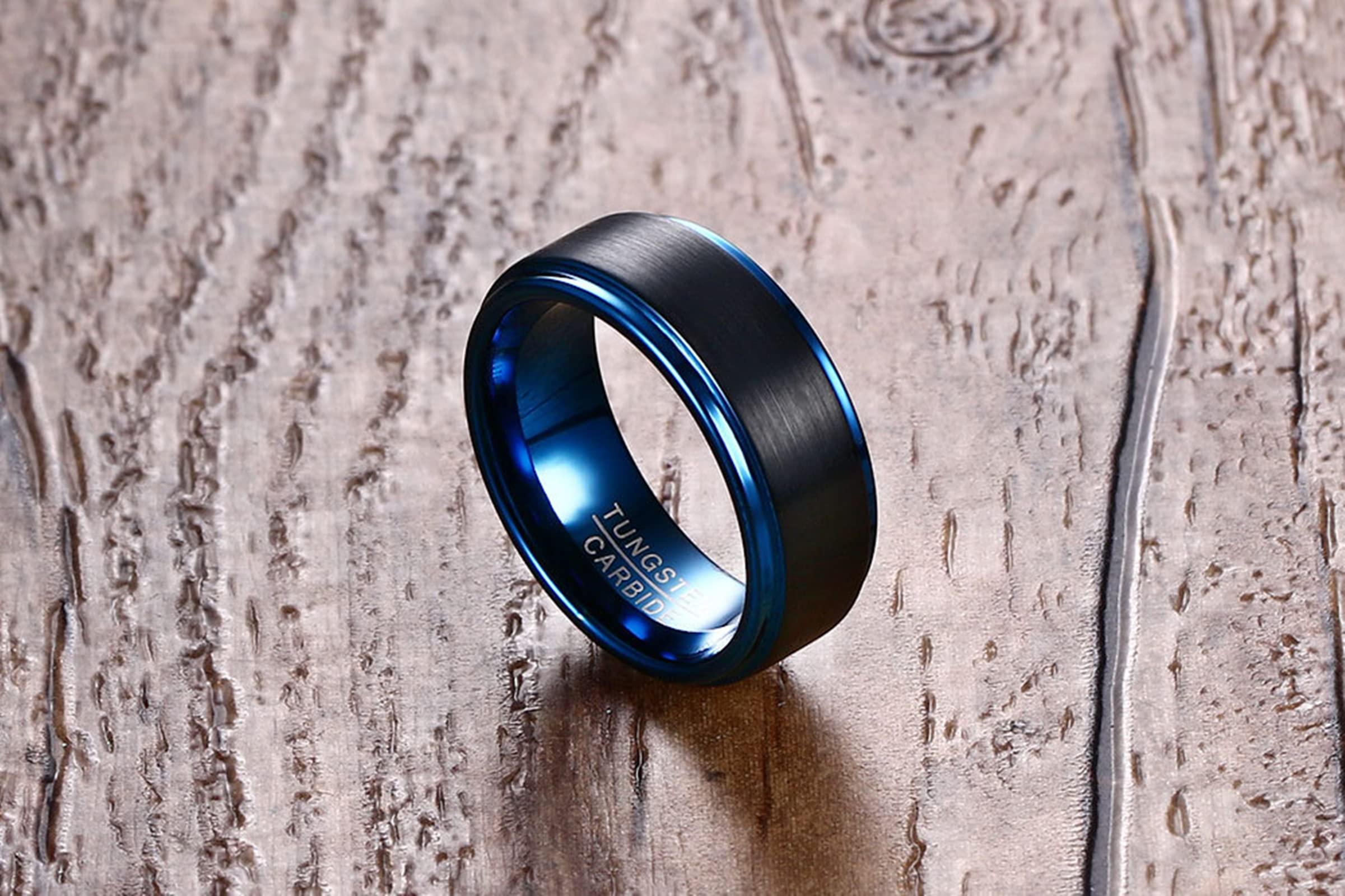 Engravable 8MM Tungsten Rings for Men - Matte Finish Wedding Band, Comfort Fit Tungsten Carbide Ring - Perfect for Anniversary Gifts & Couple Jewelry