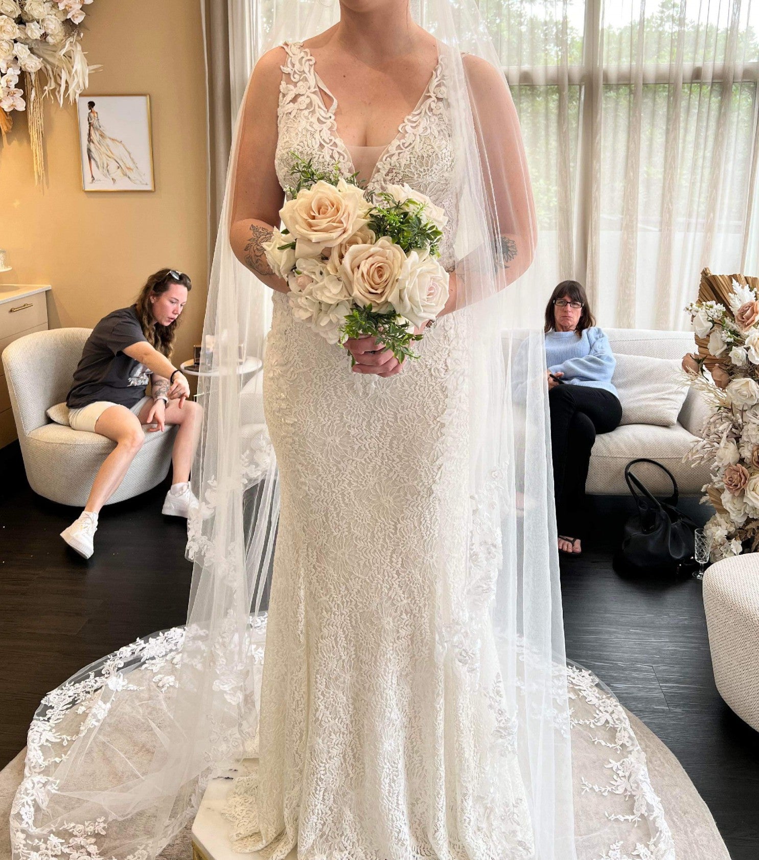 Enzoani Lucy Blue Wedding Gown - Elegant Long Sleeve Lace Bridal Dress for Church Ceremony & Formal Events