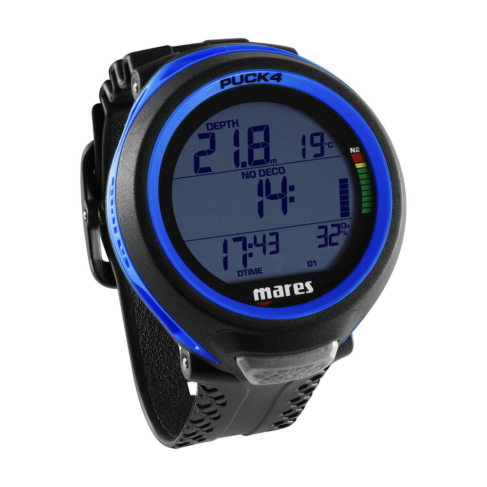 Mares Puck 4 Dive Computer - Wrist Mounted Scuba Diving Instrument with Backlight for Underwater Exploration & Night Diving