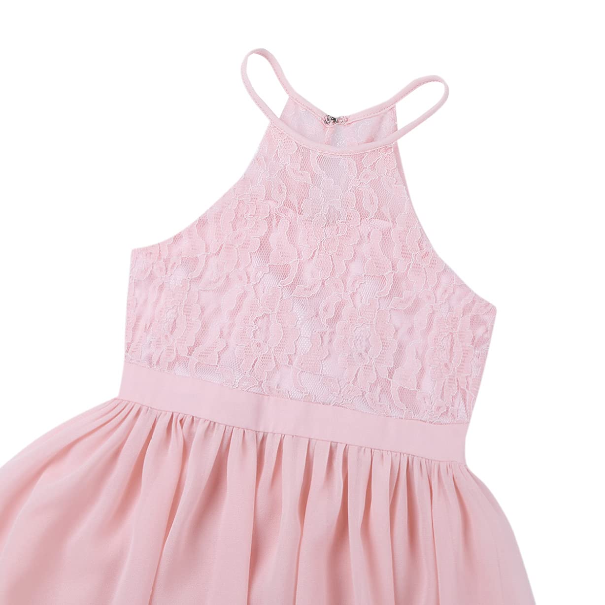 Hularka Girls Princess Flower Girl Dress - Halter Neck Floral Lace Chiffon Wedding Bridesmaid Gown for Kids, Proms & Special Occasions | Perfect for Weddings, Birthday Parties & Formal Events
