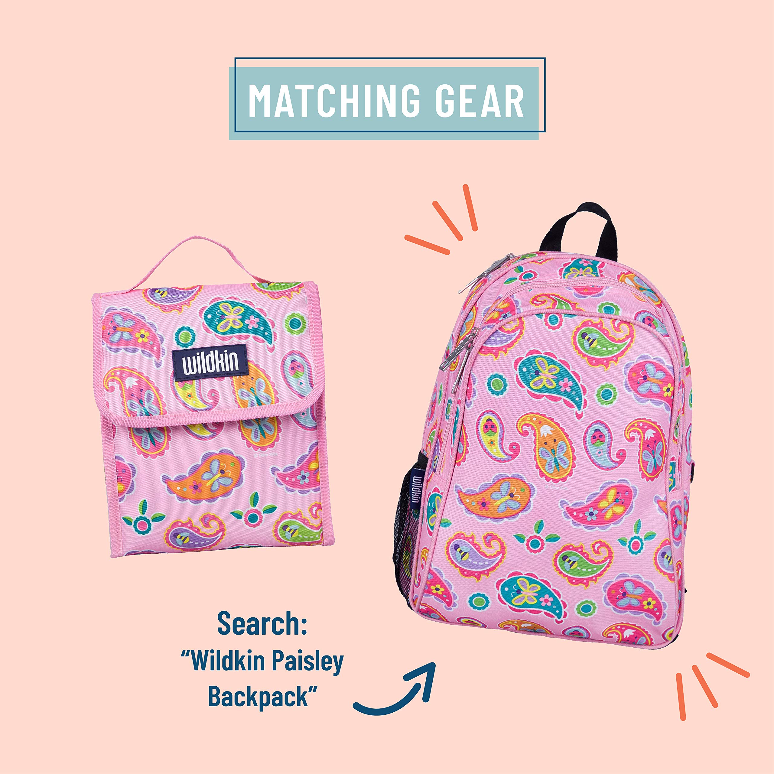 Wildkin Kids Insulated Lunch Bag – Reusable Thermal Lunch Box for School, Travel & Picnics - Keeps Food Hot/Cold - Paisley Design - Perfect for School Lunches, Day Trips & Outdoor Adventures