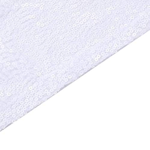 BalsaCircle 120-Inch White Sequin Round Tablecloth - Elegant Wedding Party Decor, Cake Table Cover, Dessert Display, Banquet & Special Event Table Linens - Perfect for Bridal Showers, Birthday Parties, and Holiday Celebrations