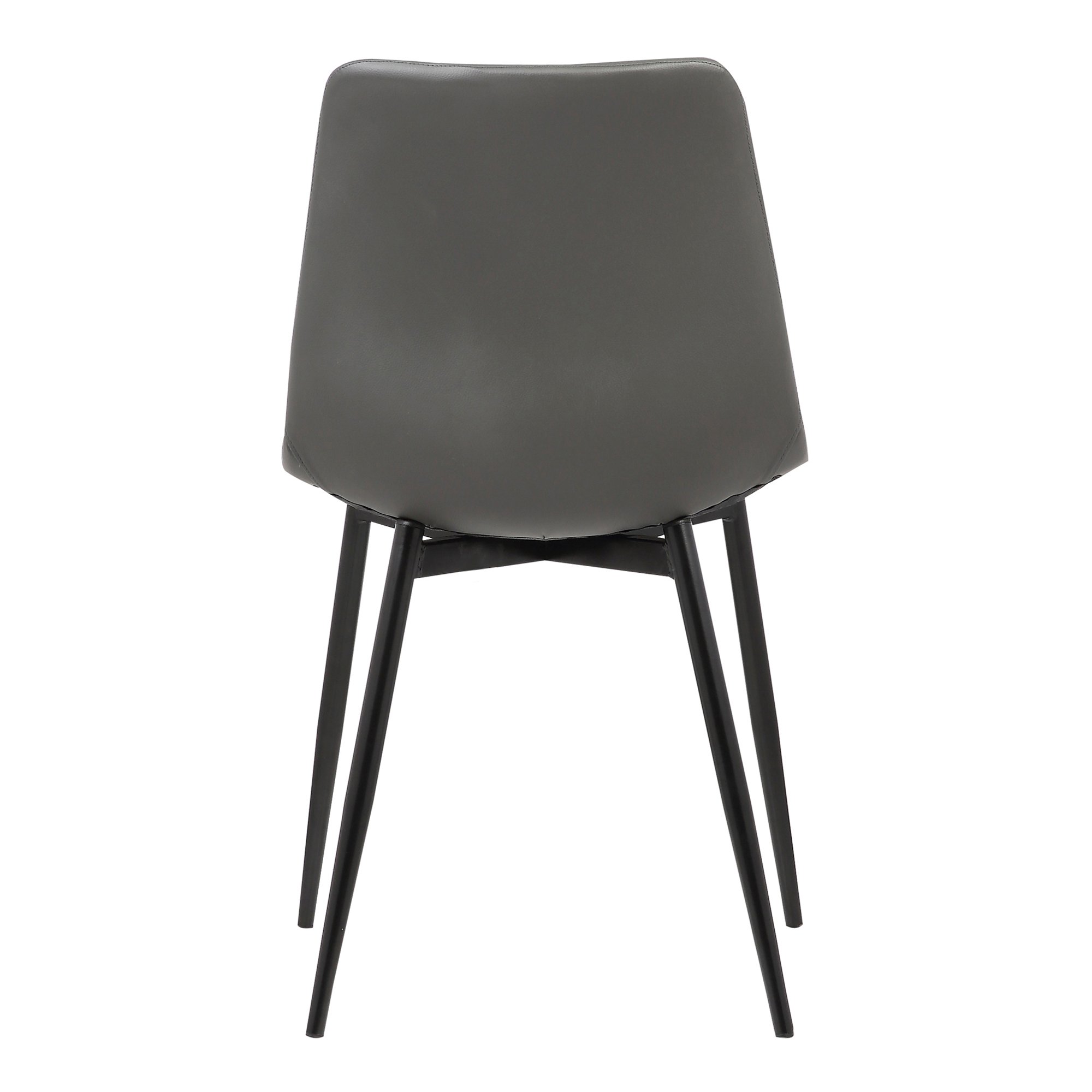 Armen Living Monte Mid Century Modern Dining Chair - Charcoal Gray Faux Leather with Black Metal Legs - Perfect for Kitchen, Dining Table, Home Office Desk & Vanity Area