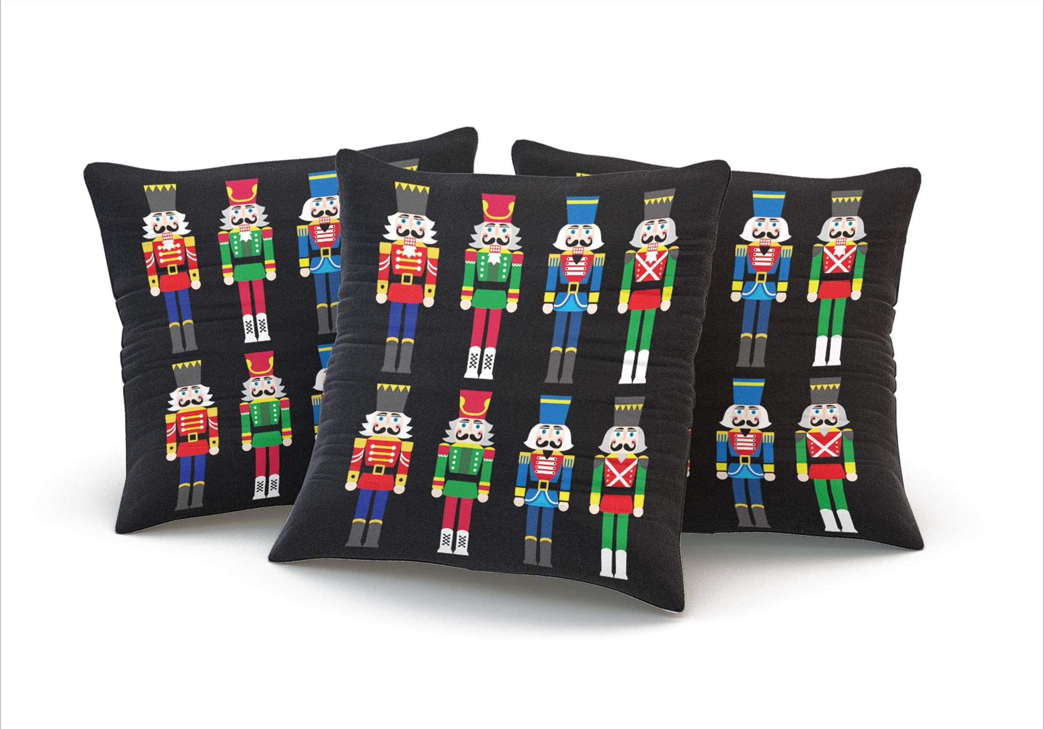Christmas Nutcracker Soldier Decorative Throw Pillow Cover - 18x18 Inch Double-Sided Printed Square Pillow Case with Hidden Zipper | Perfect for Holiday Home Decor, Sofa & Bed Accent
